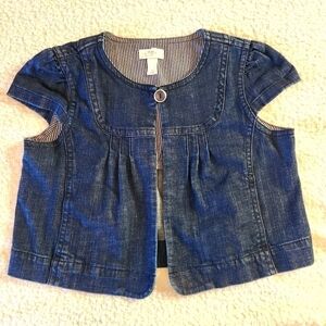LOFT Blue Cropped Denim Short-Sleeve Jacket